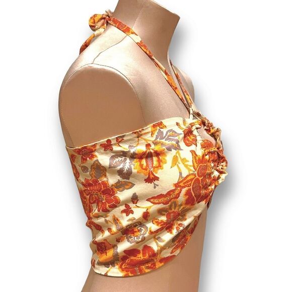 🔴2 for 40🔴Free People Intimately bandeau convertible floral orange purple S. - Picture 6 of 15